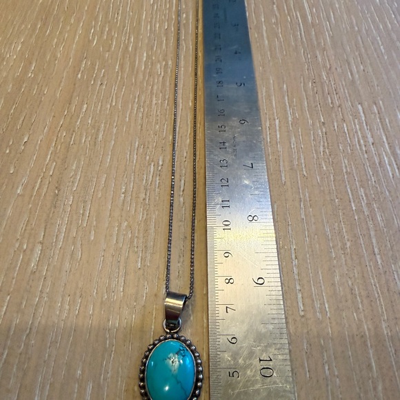 Turquoise and Sterling silver 925 Pendant Necklace - Picture 2 of 5